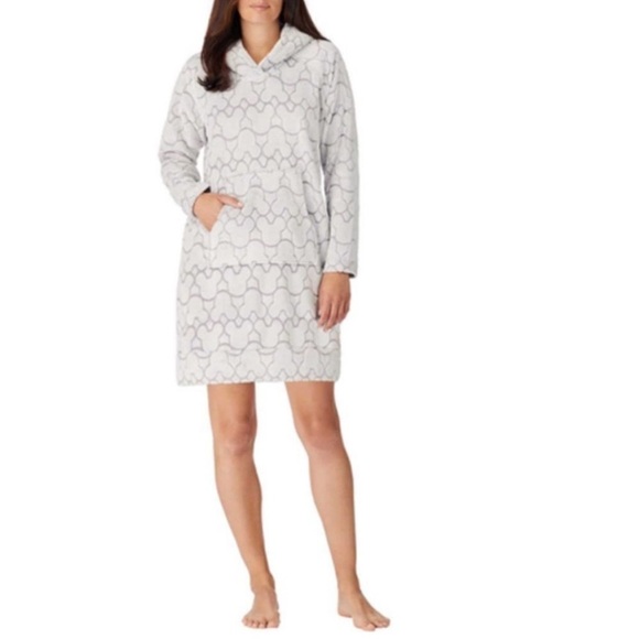 ✅Mickey Mouse Gray Faux Fur Hoodie Disney Long sleeve Pullover Tunic Women’s M - Picture 2 of 13